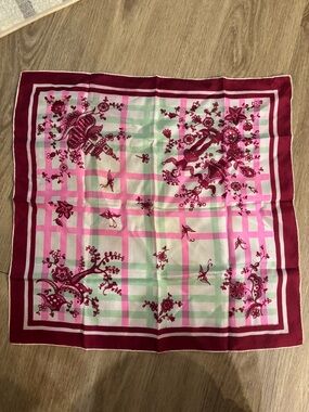 Women's Floral Plaid Silk Scarf - vintage hand rolled